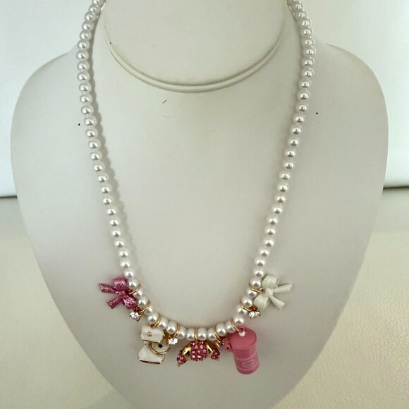 Betsey Johnson Pink and Cream Charm Necklace - Picture 5 of 5